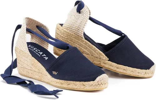 Vista 3 de Viscata Escala Espadrille Canvas Wedges with Sleek Ankle Laces Women's Lace Up shoes Handmade in Spain Organic Cotton Canvas and 100% Natural Jute