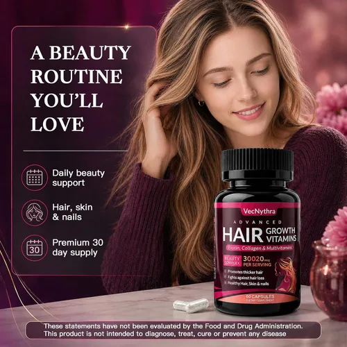 Vista 6 de Advanced Hair Growth Vitamins Supplement for Women, Biotin 10000 mcg