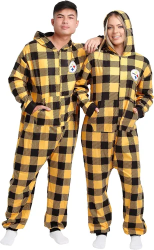 Vista 4 de FOCO Unisex NFL Team Logo Pajamas One Piece Onesie Patrón feo navideño