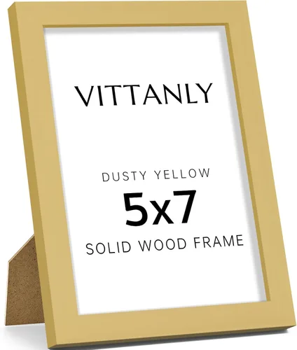 Vista 92 de Vittanly - Marco de fotos de 4 x 6 pulgadas de madera maciza con plexiglás, incluye paspartú de 3,5 x 5, para colgar en la pared o poner sobre una