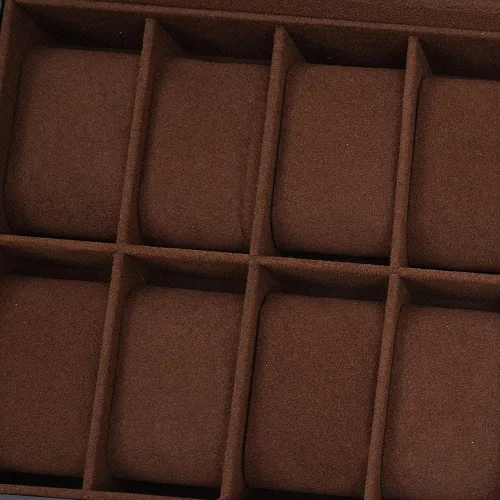 Vista 7 de Fetcoi Caja de reloj con 10 ranuras para reloj, de madera+tela de terciopelo para reloj organizador de relojes para hombres y mujeres, color negro