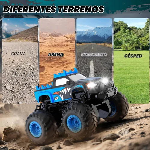 Vista 4 de Coche de control remoto, juguetes de camión monstruo todo terreno