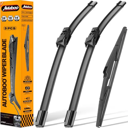 Vista 24 de AUTOBOO Limpiaparabrisas de 15 + 15 pulgadas con limpiaparabrisas trasero de 13 pulgadas de repuesto para Jeep Wrangler JK 2008-2018, Jeep Wrangler