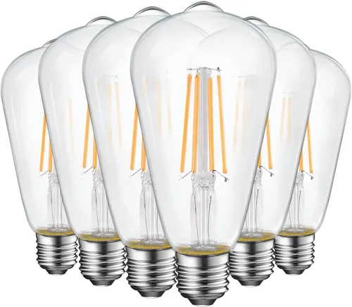 Vista 8 de Paquete de 6 bombillas LED Edison vintage, equivalente a 60 vatios, (ST19/ST64) bombillas de filamento LED, CRI 95+, luz blanca suave de 2700K,