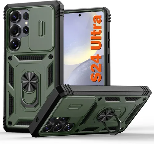 Vista 141 de PASNEW Funda militar para iPhone 13 Pro Max, cubierta de cámara deslizante y soporte de anillo de metal de 360°, carcasa rígida multicapa resistente