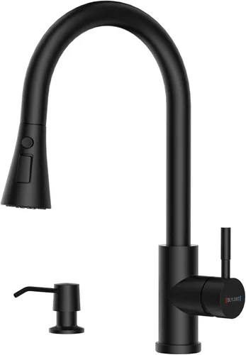 Vista 8 de Grifos de cocina con dispensador de jabón, grifo de cocina de níquel cepillado con rociador extraíble, 3 modos, grifos de fregadero de cocina