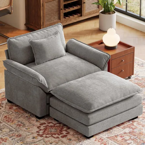 Vista 64 de CDCASA Silla de acento de gran tamaño de 50'' con otomana Asiento extra ancho y profundo estilo sofá nube para sala de estar, dormitorio, rincón