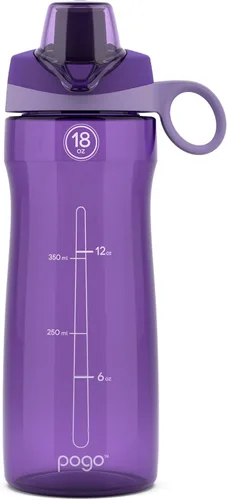 Vista 33 de Pogo Botella de agua de plástico tritán sin bisfenol A con tapa con pico de 18 onzas, color azul