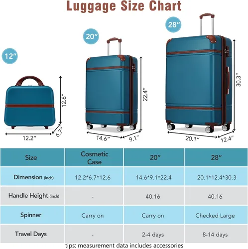 Vista 152 de Merax Equipaje, maleta extensible rígida con ruedas giratorias ligeras, Negro -, 40/48/52