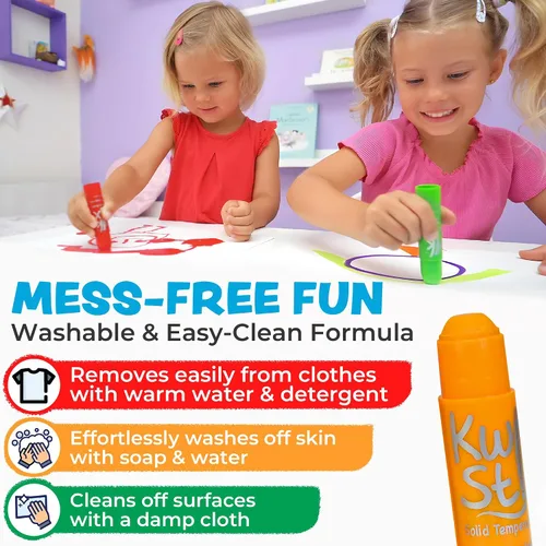 Vista 4 de Kwik Stix - Barras de pintura de témpera sólidas, 96 colores, barras de pintura lavables para niños, secado súper rápido, no tóxicas, libres