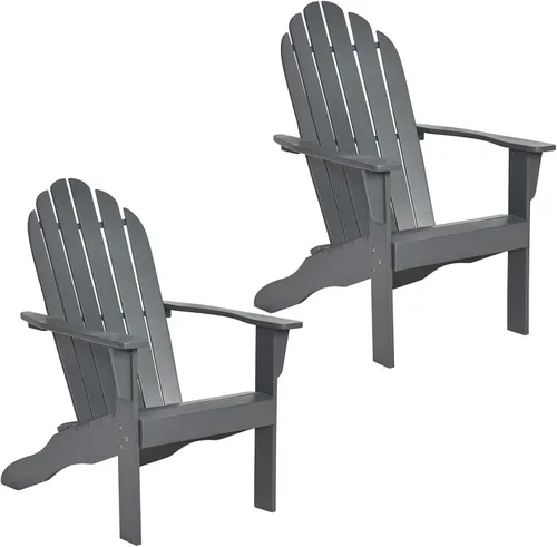 Vista 11 de Giantex Adirondack - Silla de madera de acacia para exteriores con capacidad de peso de 350 libras, sillón resistente a la intemperie para patio Gris