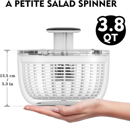 Vista 3 de Ourokhome Centrifugadora de Ensalada Secadora de Lechuga, Secadora de Vegetales Grande de Presión Fácil con Una Mano, Mezcladora de Ensalada