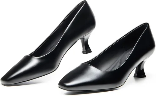 Vista 5 de Trary Zapatos de tacón de gatito para mujer, zapatos de vestir clásicos con punta cuadrada, zapatos casuales de tacón bajo cerrado para mujer oficina