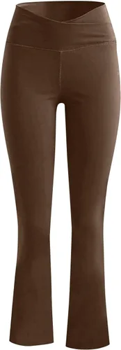 Vista 3 de Leggings de cintura alta para mujer, pantalones de yoga cruzados, pierna acampanada, corte de bota, pantalones deportivos con parte inferior