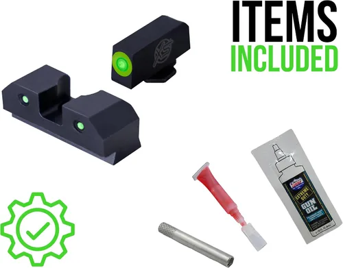 Vista 5 de XS SIGHTS R3D Tritium Night Sight para Glocks Gen 1-5 y Tauro, tritio delantero y trasero que brilla en la oscuridad para aplicaciones tácticas