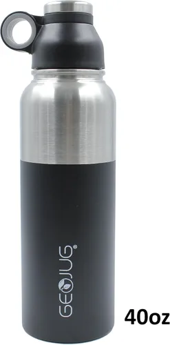 Vista 5 de Brentwood GeoJug - Botella de agua de acero inoxidable aislada al vacío, boca ancha con tapa sin BPA