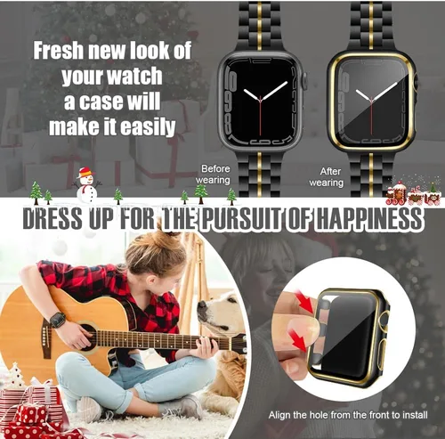 Vista 6 de top4cus Carcasa de 38mm compatible con Apple Watch, con protector de pantalla de vidrio templado incorporado, cubierta de PC para iWatch Series