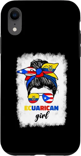 Vista 25 de Funda para iPhone 16, mitad ecuatoriana y puertorriqueña Rico Ecuador Flag Girl Mix
