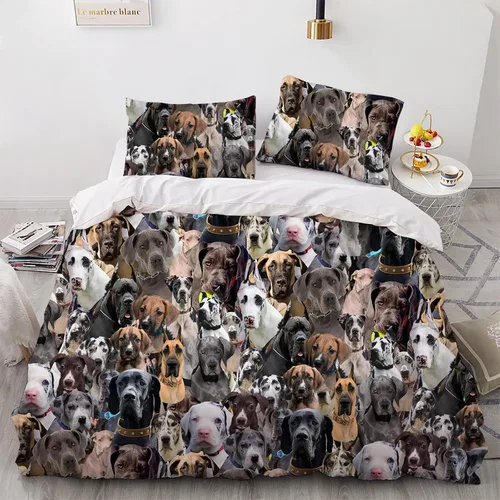Vista 9 de Airedale Terrier - Juego de funda de edredón con estampado de cara de perro, juego de ropa de cama de 3 piezas, juego de funda de edredón suave
