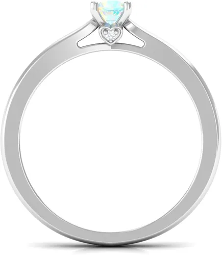 Vista 2 de Anillo de promesa de ópalo etíope auténtico, anillo solitario de ópalo etíope con diamante, anillo solitario de ópalo etíope de corte redondo