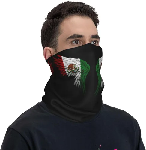 Vista 6 de Pasamontañas con alas de bandera mexicana mexicana, bandana para el cuello, polaina para el cuello, máscara facial para hombres y mujeres