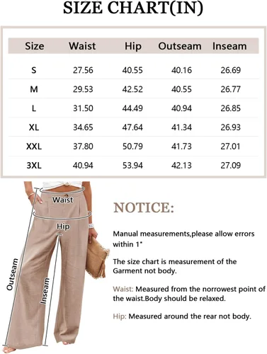 Vista 6 de Angerella Pantalones de pierna ancha para mujer, cintura alta elástica en la espalda, pantalones de trabajo de negocios, pantalones largos casuales