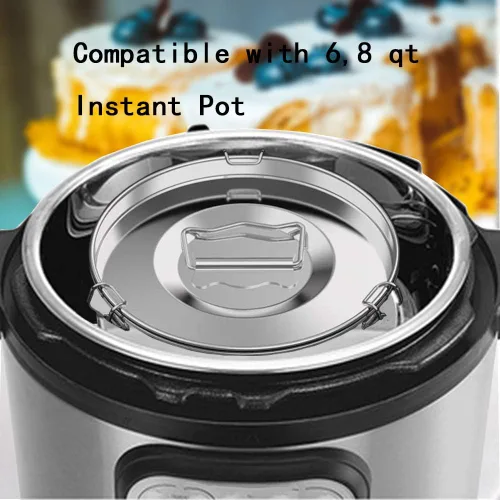 Vista 3 de Molde de flan con tapa, sartén de acero inoxidable para olla instantánea de 6 cuartos (3 cuartos de galón, 8 cuartos de galón disponibles) - Flanera