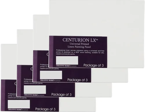 Vista 7 de Centurion All-Media - Paneles de lino imprimado – Paquete múltiple pequeño de 9 a 11 oz tableros de lienzo imprimados universales para pintar