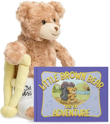Vista 11 de Jolitee Oso de peluche con brazo roto con brazo izquierdo o derecho, regalo de recuperación de animales de peluche para niños, 10.5 pulgadas