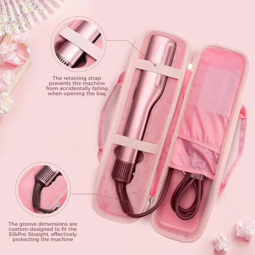 Vista 2 de Estuche rígido de transporte compatible con el alisador de cabello Rosa rosado