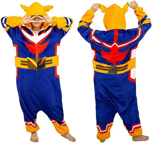 Vista 6 de Kuberas My Hero Academia All Might Pajamas Anime Jumpsuit Zipper Footed Cosplay Costume Unisex