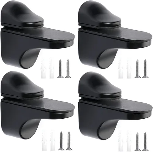 Vista 10 de Soporte de pared ajustable para estante de madera/vidrio, negro, paquete de 2