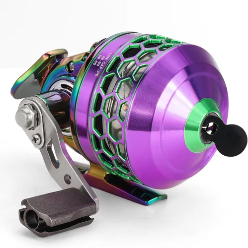 Vista 10 de Sougayilang Spincast - Carrete de pesca, relación de engranajes de alta velocidad 3.9:1, diseño de cebo de botón sin problemas y mango reversible
