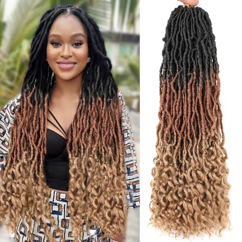 Vista 25 de Leeven 7 Paquetes Cabello Crochet Faux Locs con Puntas Rizadas 10 Pulgadas Pre-enrollado Goddess Locs Trenzas Crochet Cabello 84 Hebras Negro