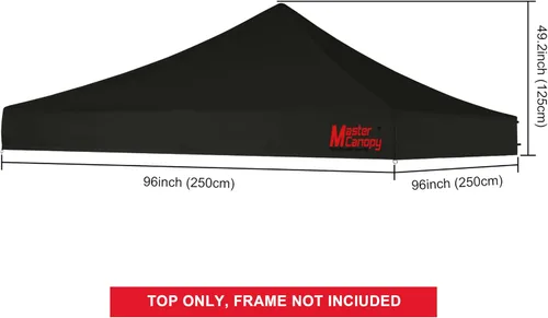 Vista 3 de MASTERCANOPY Cubierta Superior de Carpa Plegable de Repuesto (8x8, Negro)