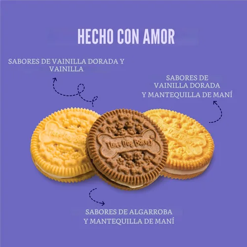 Vista 4 de Three Dog Bakery Lick'n Crunch Sandwich Cookies Premium, golosinas para perros sin sabores artificiales, algarrobo/mantequilla de maní
