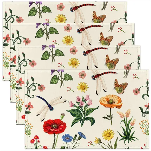 Vista 12 de Juego de 4 manteles individuales con diseño de hongos salvajes, acuarela, plantas naturales, decoración de plantas, para niños, adolescentes