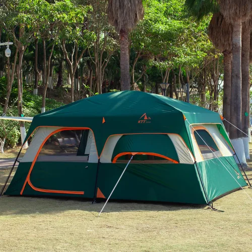Vista 4 de KTT Extra Large Tent 6-10-12-14 Person(Style-B),Family Cabin Tents,2 Rooms,3 Doors and 3 Windows with Mesh,Straight Wall,Waterproof,Double Layer,Big