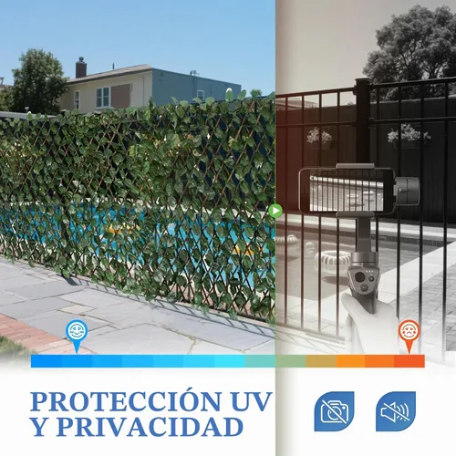 Vista 6 de ECOOPTS Pantalla de valla de privacidad de hojas de hiedra sintética expandible, panel de cercado decorativo elástico para balcón, patio, exterior