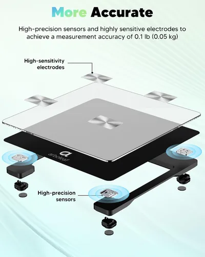 Vista 5 de arboleaf - Báscula inteligente para peso corporal y grasa, báscula digital de baño con Bluetooth, analizador de composición corporal con aplicación