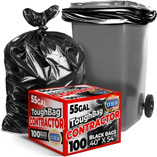 Vista 6 de ToughBag Bolsas de basura de 55 galones, bolsas de basura de 55-60 galones resistentes (50 UNIDADES) - Forros de bote de basura negros grandes