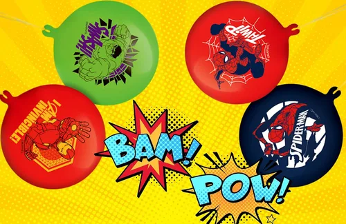 Vista 5 de Marvel Avengers Punch Balloon Ball Hulk, Iron Man y Spiderman Fidget Toy Inflable Big Bounce Ball Alivio del Estrés Juguete para Niños y Adultos