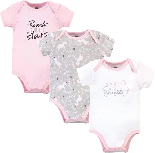 Vista 65 de Hudson Baby baby-girls Cotton Bodysuits 3-pack