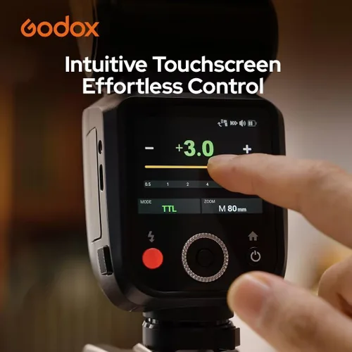 Vista 6 de Godox V100S para Sony V100 S Flash V100-S Flash de pantalla táctil de cabeza redonda, batería de litio integrada, lámpara de modelado LED de 10