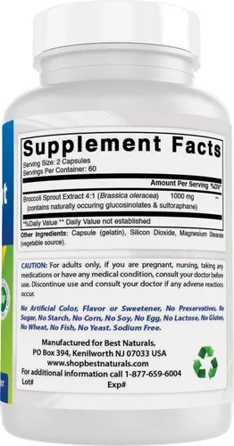 Vista 6 de Best Naturals Extracto de brotes de brócoli, 1000 mg, 120