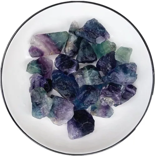 Vista 2 de Piedra de cristal crudo de fluorita, piedras preciosas naturales de cuarzo mineral, decoración moderna del hogar, 0.787-1.575 in, 3.53 oz