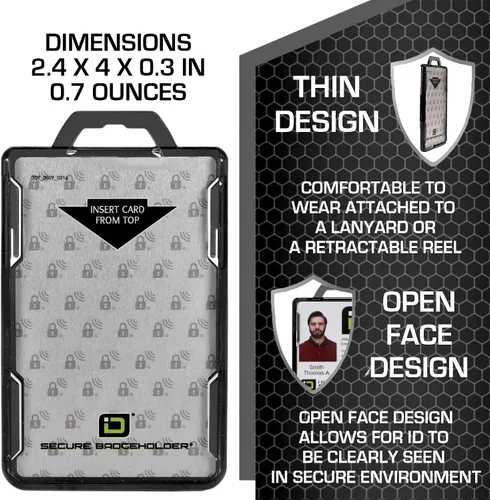 Vista 2 de Combo de soporte de identificación seguro Duolite y cordón con carrete de insignia IDSH (negro/negro con carrete)