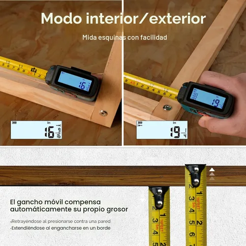 Vista 8 de ACPOTEL Digital Tape Measure 16ft, LCD Display, 6 Metric & Imperial Units Amarillo