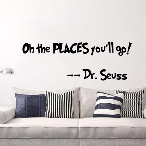 Vista 3 de Decoración con citas de Dr. Seuss, para la pared. Calcomanías con citas para decorar el hogar. Calcomanías para decorar la habitación del bebé.