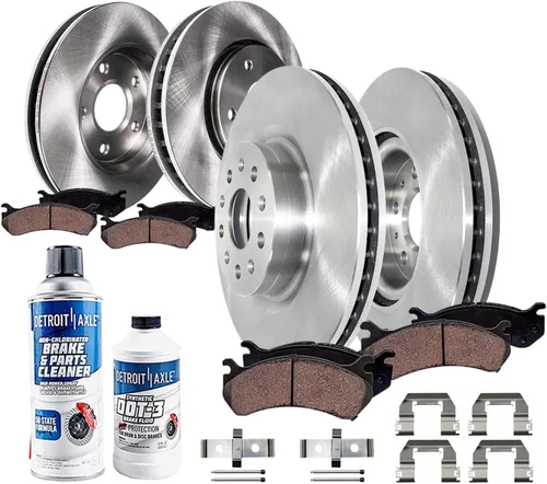 Vista 19 de Detroit Axle - Kit de frenos para Ford 18-21 Transit Connect, Rotores de freno de disco delantero y trasero Pastillas de freno de cerámica 2018 2019